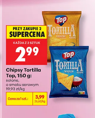 Chipsy Tortilla Top o smaku serowym promocja w Biedronka