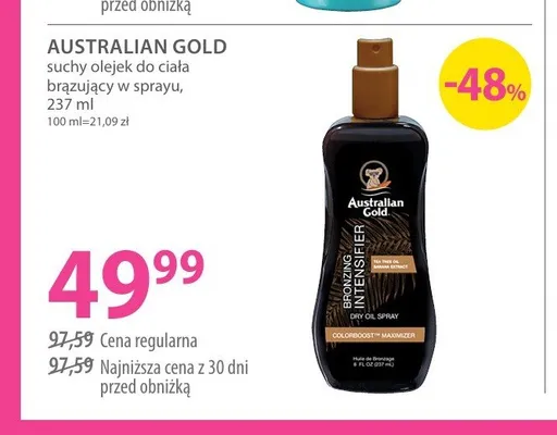 Suchy olejek do ciała brązujący w sprayu Australian Gold promocja w Hebe