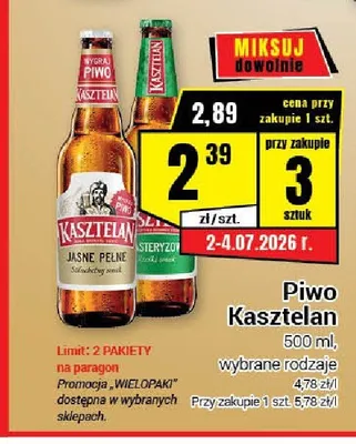 Piwo Kasztelan Niepasteryzowane promocja w Premium Nasz Sklep