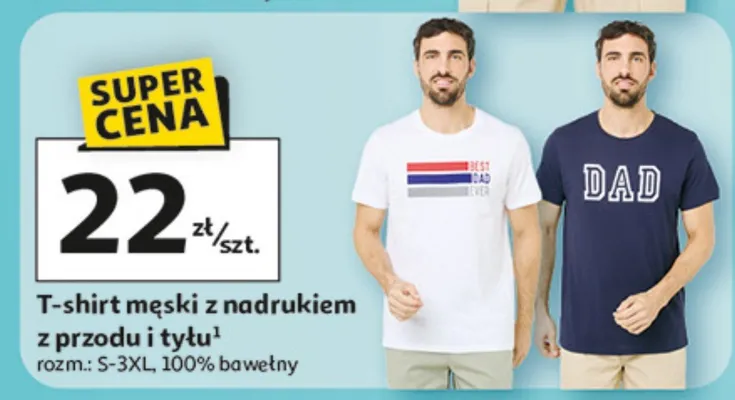 T-shirt męski z nadrukiem z przodu i tyłu, rozm. S-3XL, 100% bawełny promocja w Auchan