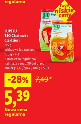 BIO Ciasteczka dla dzieci orkiszowe promocja w Lidl