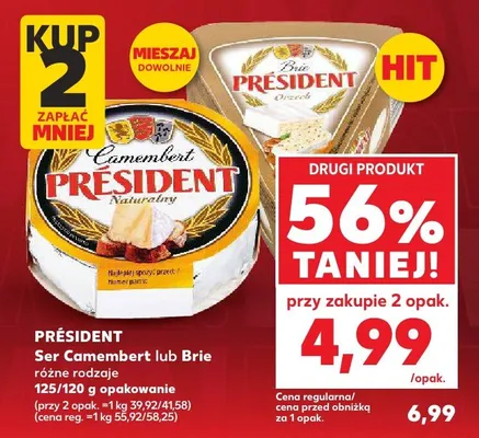 Ser Camembert lub Brie różne rodzaje 125/120 g opakowanie promocja w Kaufland
