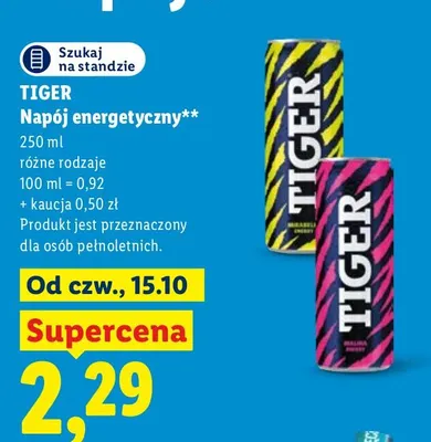 Napój energetyczny Tiger promocja w Lidl