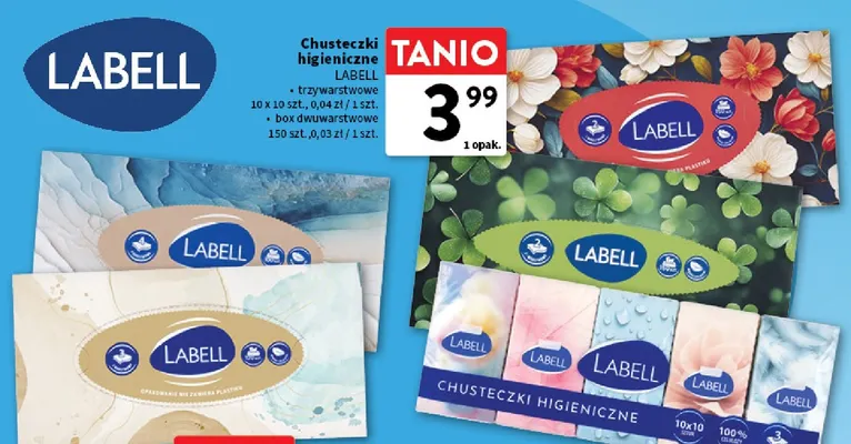 Chusteczki higieniczne box dwuwarstwowe Labell promocja w Intermarche