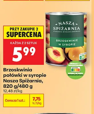 Brzoskwinia połówki w syropie Nasza Spiżarnia promocja w Biedronka