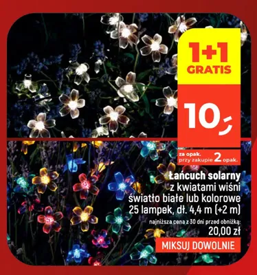 Łańcuch solarny z kwiatami wiśni światło kolorowe 25 lampek promocja w Dealz