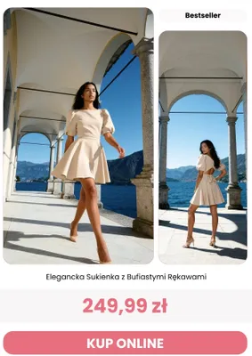 Sukienka damska elegancka z bufiastymi rękawami Renee promocja w Renee
