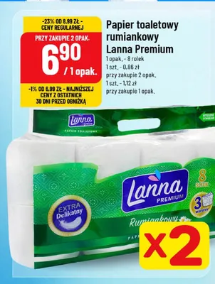 Papier toaletowy rumiankowy Lanna Premium promocja w POLOmarket