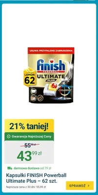Kapsułki do zmywarki Finish Powerball Ultimate Plus promocja w ERLI