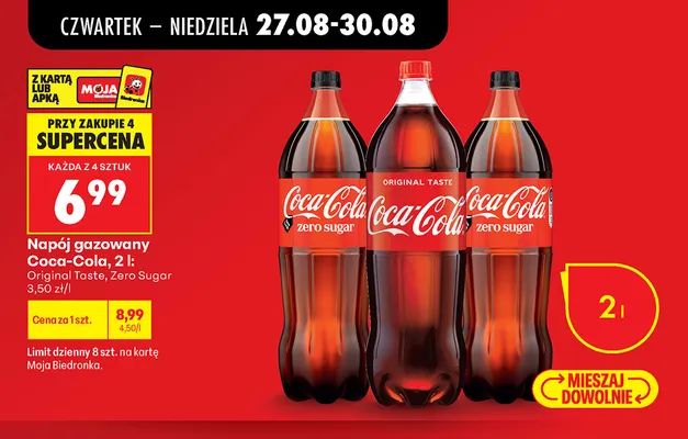 Napój gazowany Coca-Cola Zero Sugar 2 l promocja w Biedronka