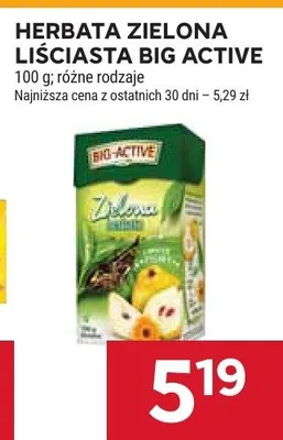 Herbata zielona Lisciasta Big Active promocja w Stokrotka
