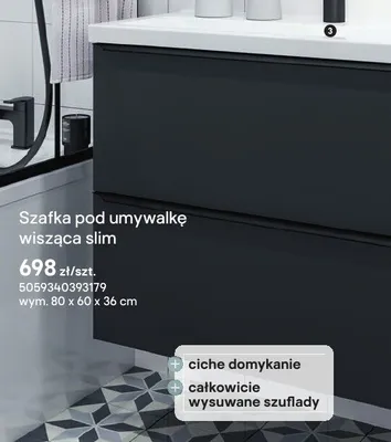 Szafka pod umywalkę wisząca slim GoodHome Imandra promocja w Castorama