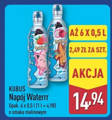Napój Waterrr o smaku malinowym promocja w Aldi