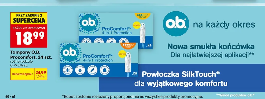 Tampony O.B. ProComfort Super promocja w Biedronka