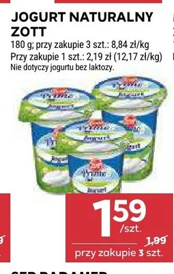 Jogurt naturalny Zott promocja w Stokrotka