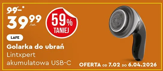 Golarka do ubrań Lintxpert akumulatorowa USB-C promocja w Biedronka Home