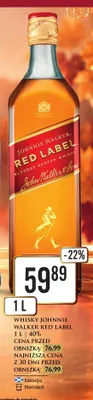 Whisky Johnnie Walker Red Label promocja w Dino