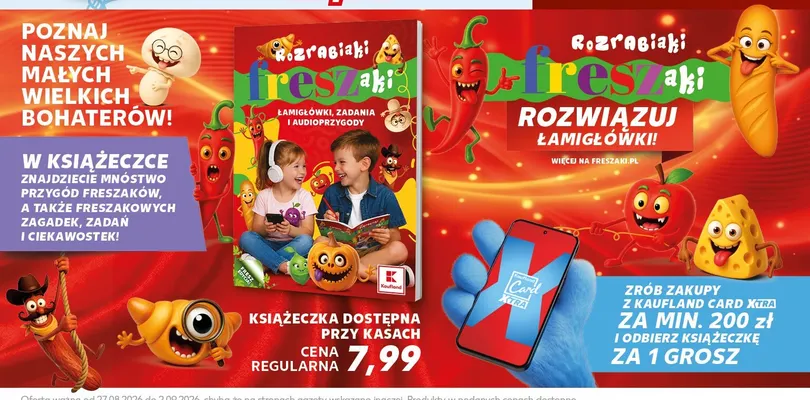 Książeczka Rozrabiaki Freszaki Łamigłówki, zadania i audioprzygody promocja w Kaufland
