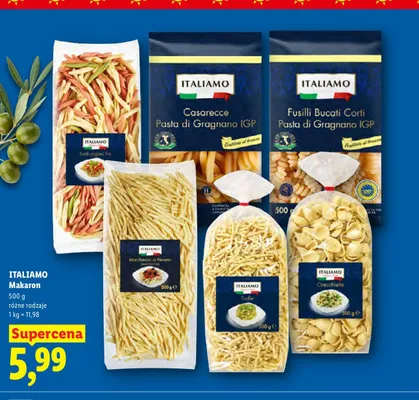 Makaron Fusilli pugliesi Tris Italiamo promocja w Lidl