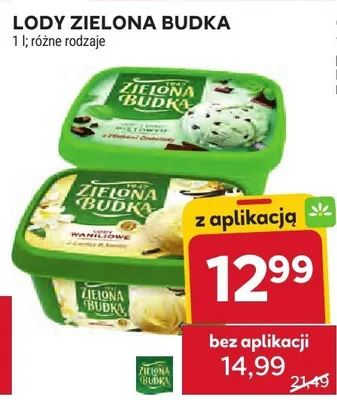 Lody Zielona Budka miętowe z płatkami czekolady promocja w Stokrotka