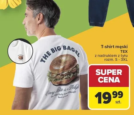 T-shirt męski z nadrukiem z tyłu promocja w Carrefour