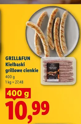Kiełbaski grillowe cienkie Grill & Fun promocja w Lidl
