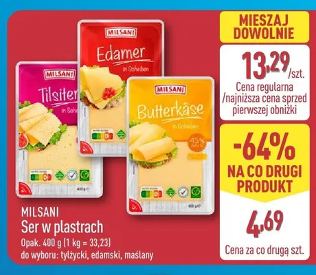Ser w plastrach tylżycki Milsani promocja w Aldi