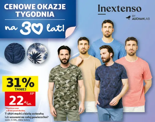 T-shirt męski Inextenso promocja w Auchan