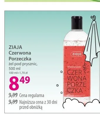 Żel pod prysznic ZIAJA Czerwona Porzeczka promocja w Hebe