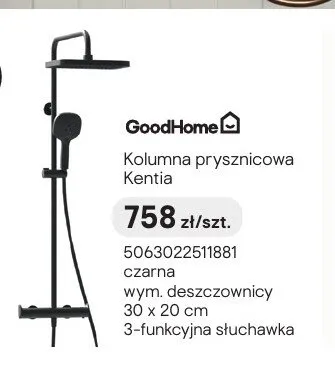 Kolumna prysznicowa GoodHome Kentia czarna promocja w Castorama