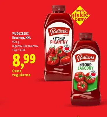 Ketchup XXL łagodny Pudliszki promocja w Lidl