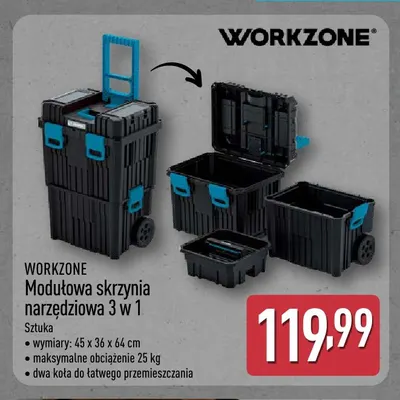 Modułowa skrzynia narzędziowa 3 w 1 Workzone promocja w Aldi