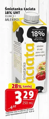 Śmietanka łaciata 18% UHT promocja w Prim Market