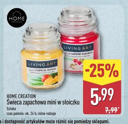 Świeca zapachowa mini w słoiczku Home Creation promocja w Aldi