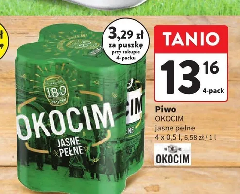 Piwo Okocim Jasne Pełne 4-pak promocja w Intermarche