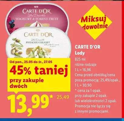 Lody CARTE D'OR Pistachio Delight promocja w Lidl