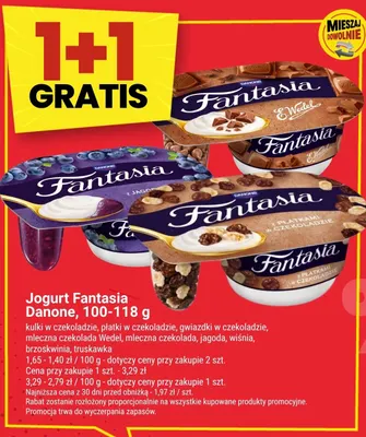 Jogurt Fantasia Danone truskawka promocja w Twój Market