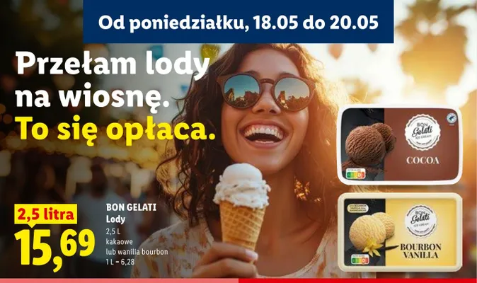Lody wanilia bourbon BON GELATI promocja w Lidl