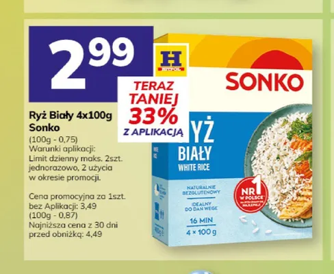 Ryż biały Sonko 4-pak 100 g promocja w Hitpol