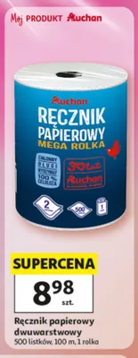 Ręcznik papierowy dwuwarstwowy Auchan 500 listków 100m promocja w Auchan