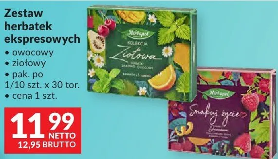 Zestaw herbatek ekspresowych Herbapol owocowy, ziołowy pak. po 1/10 szt. x 30 tor. promocja w Makro