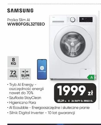 Pralka Slim Ai Samsung WW80FG5L32TEEO promocja w Max Elektro