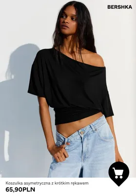 Koszulka asymetryczna z krótkim rękawem Bershka promocja w Bershka
