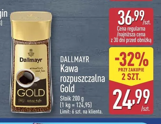 Kawa rozpuszczalna Gold Dallmayr promocja w Aldi