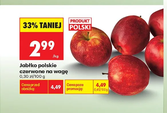 Jabłko polskie czerwone na wagę promocja w Biedronka