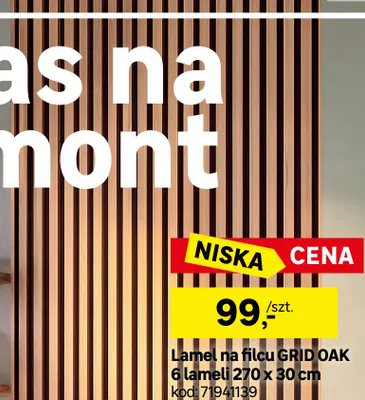 Lamel na filcu Grid Oak 6 lameli promocja w Leroy Merlin