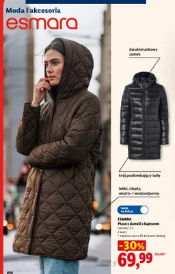Płaszcz damski z kapturem esmara brązowy promocja w Lidl