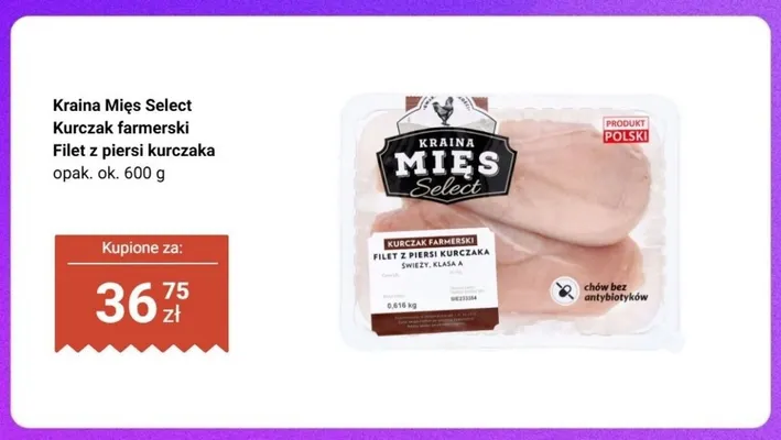 Filet z piersi kurczaka Kurczak farmerski Kraina Mięs Select promocja w Biedronka