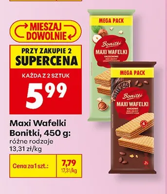 Maxi Wafelki Bonitki kakaowe promocja w Biedronka