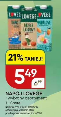 Napój Lovege wybrany asortyment promocja w Chata Polska